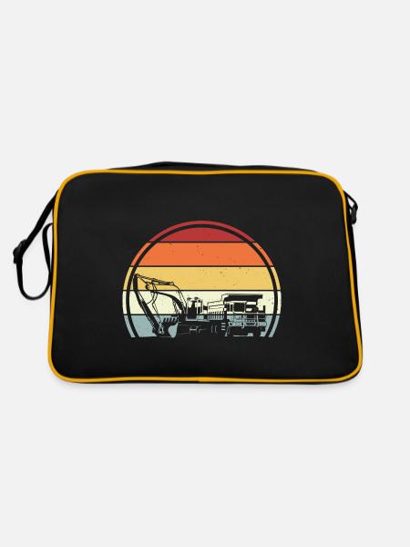 Chantier de construction de pelles hydrauliques - Sac Retro - noir/or - Dos