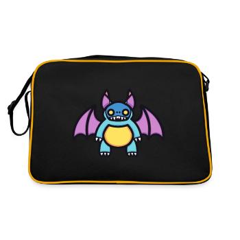 Fledermaus Halloween Comic Lustig - Retro Tasche - Schwarz/Gold - Hinten