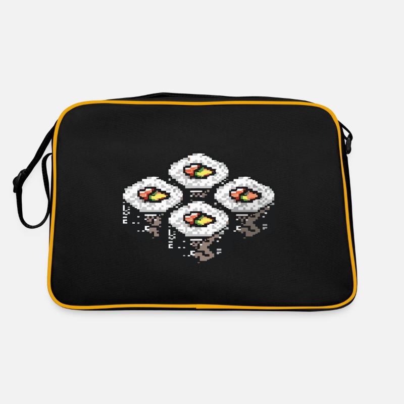 Sushi Pixel Symbol - Retro Tasche - Schwarz/Gold