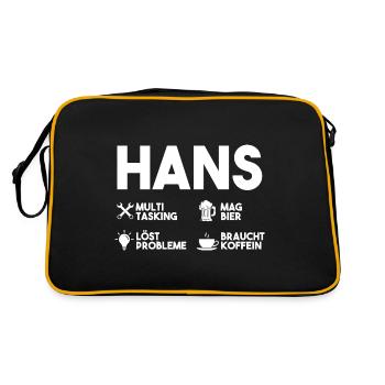 Hans - Retro Tasche - Schwarz/Gold - Hinten