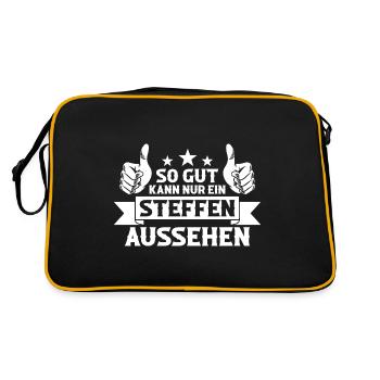 Steffen - Retro Tasche - Schwarz/Gold - Hinten