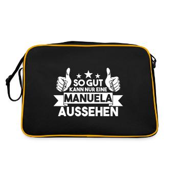 Manuela - Retro Tasche - Schwarz/Gold - Hinten
