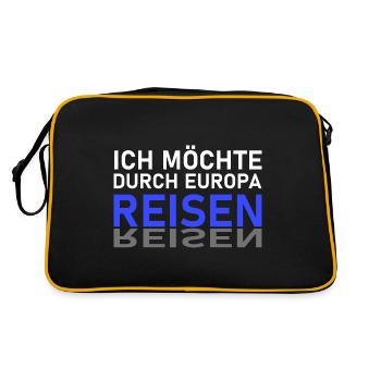 Europa Reise - Retro Tasche - Schwarz/Gold - Hinten