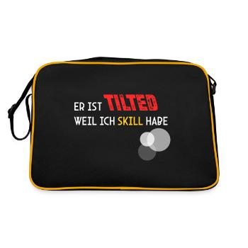 Wegen meinen Skills ist er Tilted! - Retro Tasche - Schwarz/Gold - Hinten