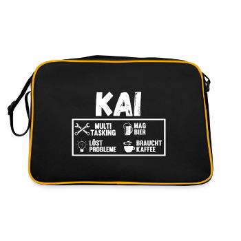 Kai - Retro Tasche - Schwarz/Gold - Hinten
