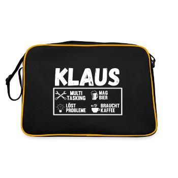 Klaus - Retro Tasche - Schwarz/Gold - Hinten
