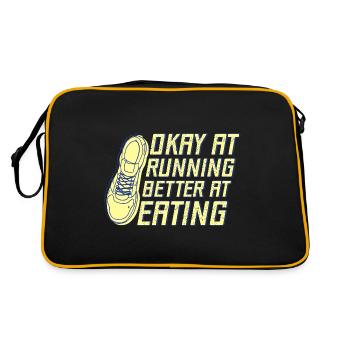 Running Okay At Running Better At Eating Marathon - Retro Tasche - Schwarz/Gold - Hinten