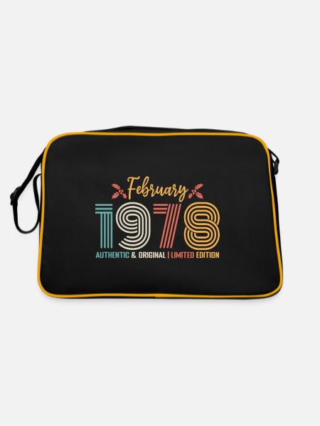 Februar 1978 Geburtstag Februar 1978 Retro - Retro Tasche - Schwarz/Gold - Hinten