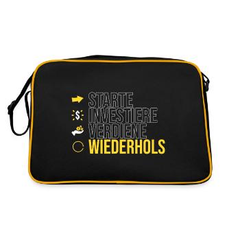 starte - investiere - verdiene - Retro Tasche - Schwarz/Gold - Hinten