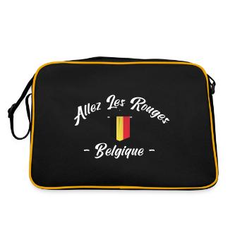 allez les diables Rouge. supporter Belgique. - Sac Retro - noir/or - Dos