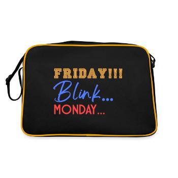 Freitag! Blink...Mooonday... - Retro Tasche - Schwarz/Gold - Hinten