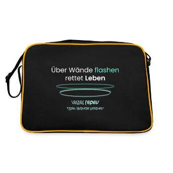 Flashe über Wände!! - Retro Tasche - Schwarz/Gold - Hinten
