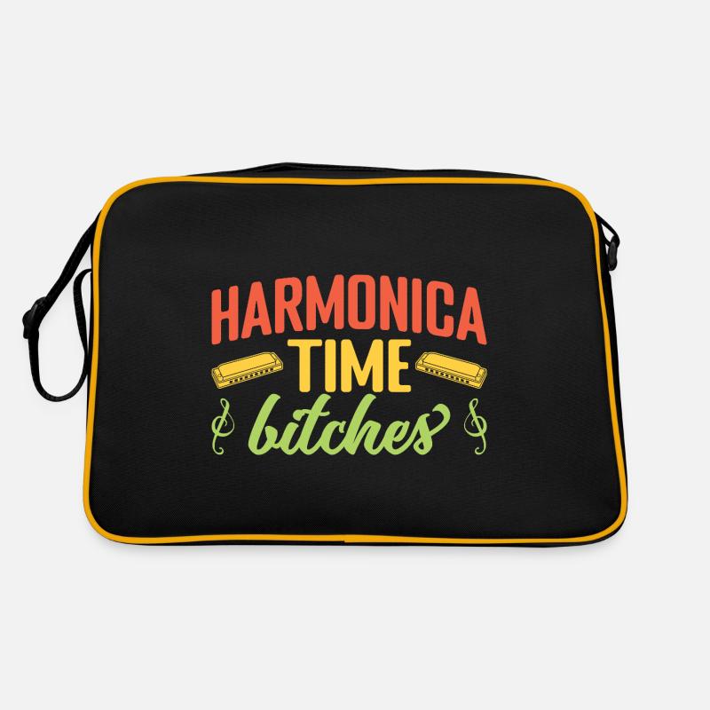 Funny Harmonica Player Time Bitches Harmonica Retro Tasche