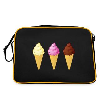 Eis Waffel Kostüme Eiscreme Eiskugel Waffeleis - Retro Tasche - Schwarz/Gold - Hinten