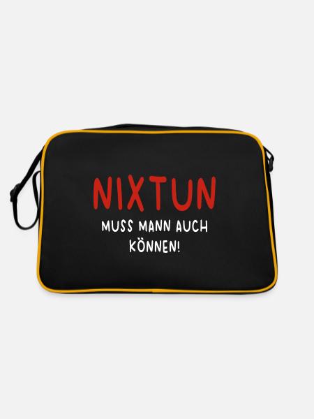 Nixtun Muss Man Auch Können Ironie Büro Sarkasmus - Retro Tasche - Schwarz/Gold - Hinten