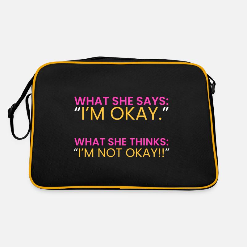 sie: "Mir geht es gut." - Retro Tasche - Schwarz/Gold