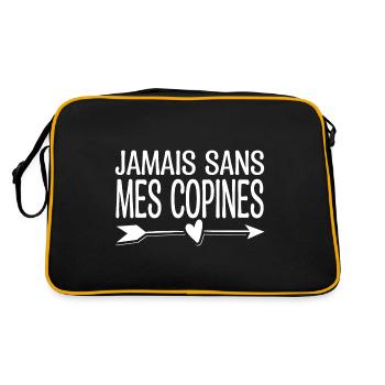 Jamais sans mes copines. Cadeau copine. - Sac Retro - noir/or - Dos