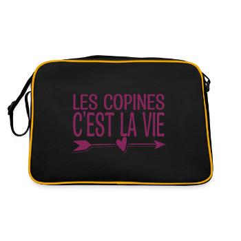 Les copines c'est la vie. Cadeau copine. - Sac Retro - noir/or - Dos