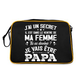 I Have A Secret Daddy Cute Child Pregnancy Man - Retro Bag - black/gold - Back
