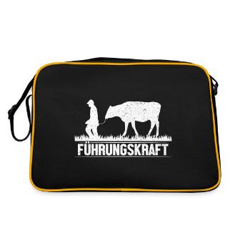 Bauer lustiger Spruch Führungskraft Kuhbauer - Retro Tasche - Schwarz/Gold - Hinten