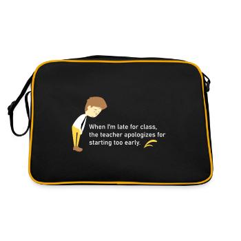 Wenn ich zu spät zum Unterricht komme - Retro Tasche - Schwarz/Gold - Hinten