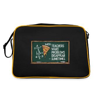 Funny Math Teacher Design Pizza & Problem Solving - Retro Bag - black/gold - Back