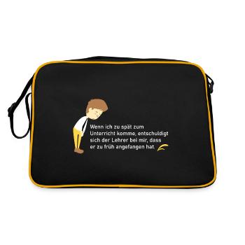Wenn ich zu spät zum Unterricht - Retro Tasche - Schwarz/Gold - Hinten