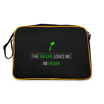 La nature m’aime - je suis végétalien - Sac Retro - noir/or - Dos