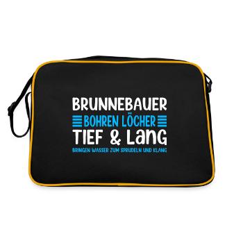 Well Builder Saying Drilling Holes Deep & Long - Retro Bag - black/gold - Back