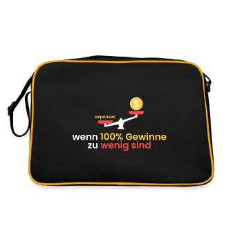 100% Gewinne zu wenig - Retro Tasche - Schwarz/Gold - Hinten