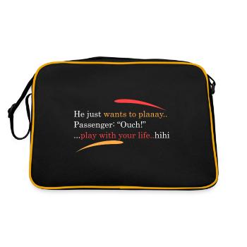 Er will nur spielen... - Retro Tasche - Schwarz/Gold - Hinten