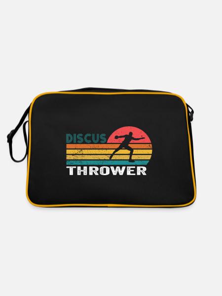 Diskus Athlete Vintage Retro Discus Werfer - Retro Tasche - Schwarz/Gold - Hinten