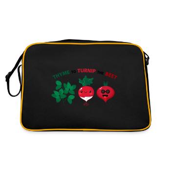 Thyme To Turnip The Beet Funny Vegetable Motif - Retro Bag - black/gold - Back