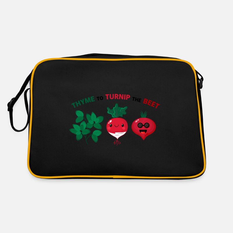 Thyme To Turnip The Beet Funny Vegetable Motif Retro Bag