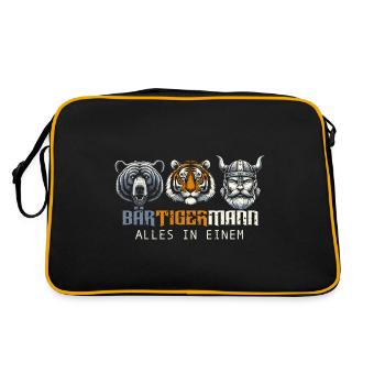 Bärtigermann Bär Tiger Mann Geschenk Bart - Retro Tasche - Schwarz/Gold - Hinten