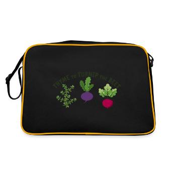 Thyme To Turnip The Beet Funny Vegetable Motif - Retro Bag - black/gold - Back