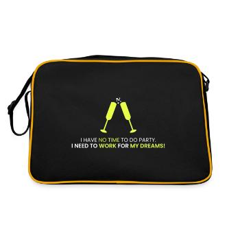 Keine Zeit für Partys! - Retro Tasche - Schwarz/Gold - Hinten