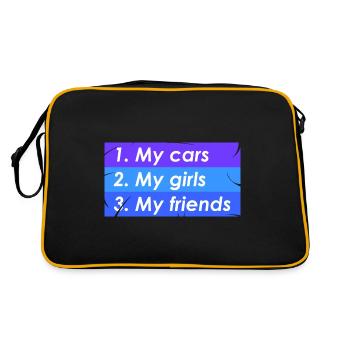 1. Autos 2. Mädchen 3. Freunde - Retro Tasche - Schwarz/Gold - Hinten