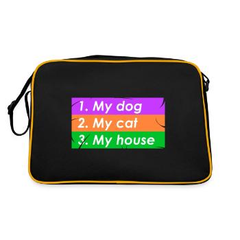 1.mein Hund 2.meine Katze 3.mein Haus - Retro Tasche - Schwarz/Gold - Hinten