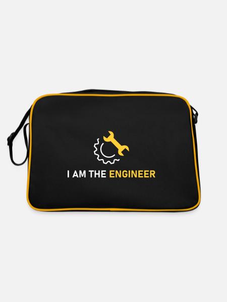 Ich bin der Ingenieur - Retro Tasche - Schwarz/Gold - Hinten
