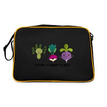 Thyme To Turnip The Beet Funny Vegetable Motif - Retro Bag - black/gold - Back