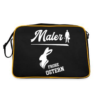 Maler Frohe Ostern Ostergeschenk Lackierer - Retro Tasche - Schwarz/Gold - Hinten
