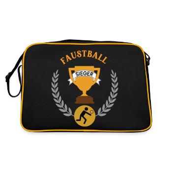 Faustball Sieger Gewinner Turnier Meisterschaft - Retro Tasche - Schwarz/Gold - Hinten