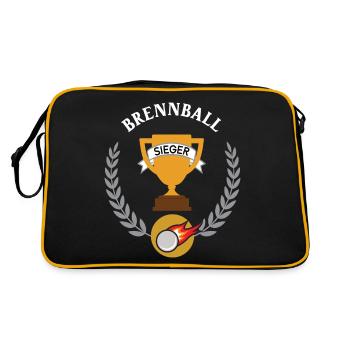 Brennball Sieger Brennballer Brennballspieler - Retro Tasche - Schwarz/Gold - Hinten