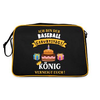 Baseball König Geburtstag Spieler Trainer Geb - Retro Tasche - Schwarz/Gold - Hinten