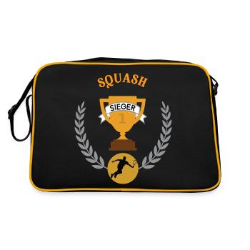 Squash Sieger Gewinner Turnier Meisterschaft - Retro Tasche - Schwarz/Gold - Hinten
