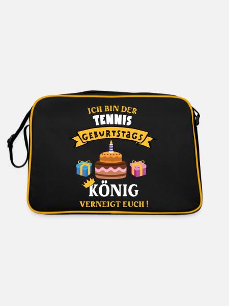 Tennis König Geburtstag Spieler Trainer Geb - Retro Tasche - Schwarz/Gold - Hinten
