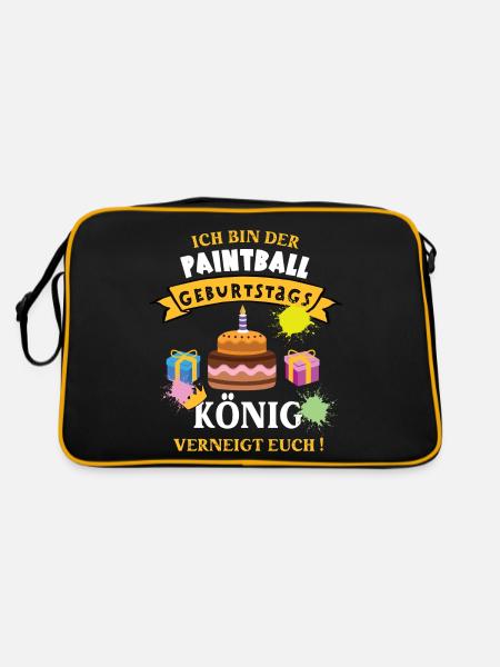 Paintball Spieler Geburtstag Trainer Geb - Retro Tasche - Schwarz/Gold - Hinten