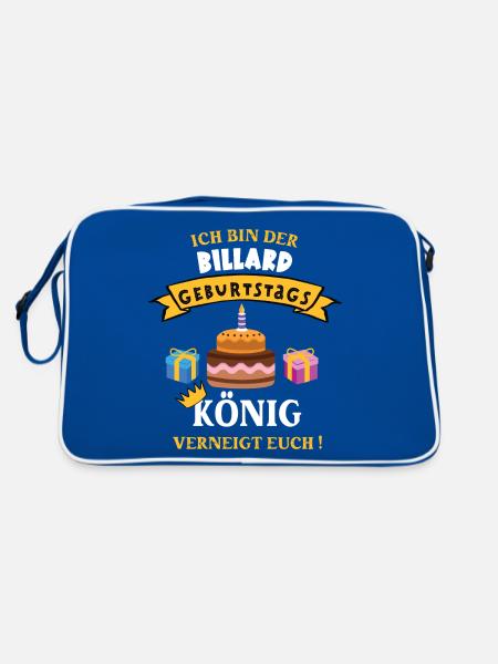 Billard König Geburtstag Spieler Trainer Geb - Retro Tasche - Blau/Weiß - Hinten