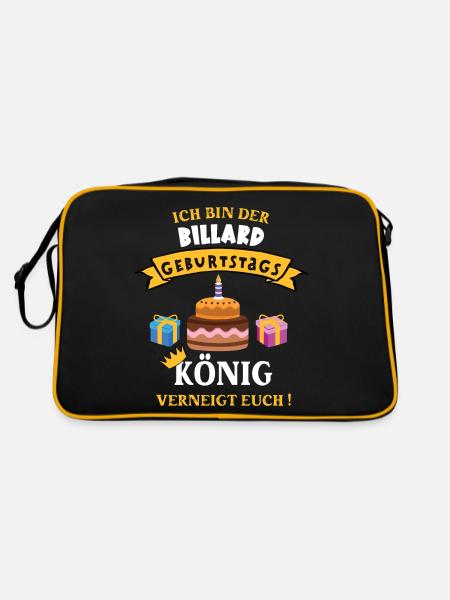Billard König Geburtstag Spieler Trainer Geb - Retro Tasche - Schwarz/Gold - Hinten